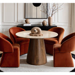 Liona 42" Marble And Mango Wood Dining Table in Beige