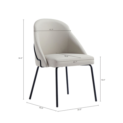Gracie Vegan Leather Metal Dining Chair in Stone Gray and Black