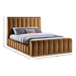 Amara Velvet Upholstered Queen Bed in Saddle