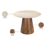 Liona 42" Marble And Mango Wood Dining Table in Beige