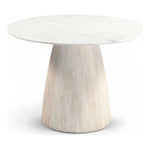 Liona 42" Marble And Mango Wood Dining Table in White