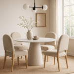 Liona 42" Marble And Mango Wood Dining Table in White