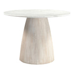 Liona 42" Marble And Mango Wood Dining Table in White