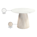 Liona 42" Marble And Mango Wood Dining Table in White