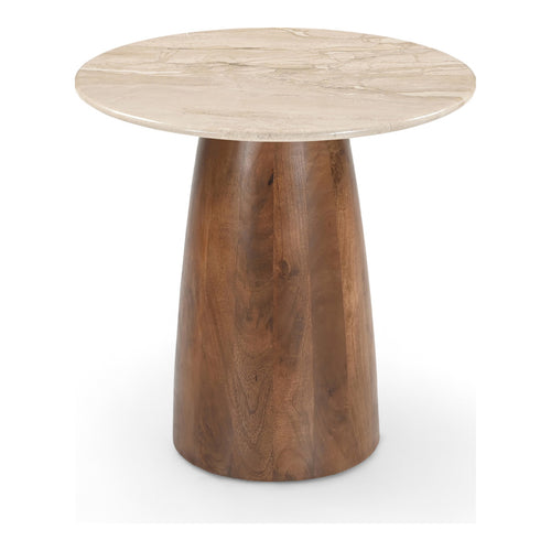 Liona Marble And Mango Wood End Table in Beige
