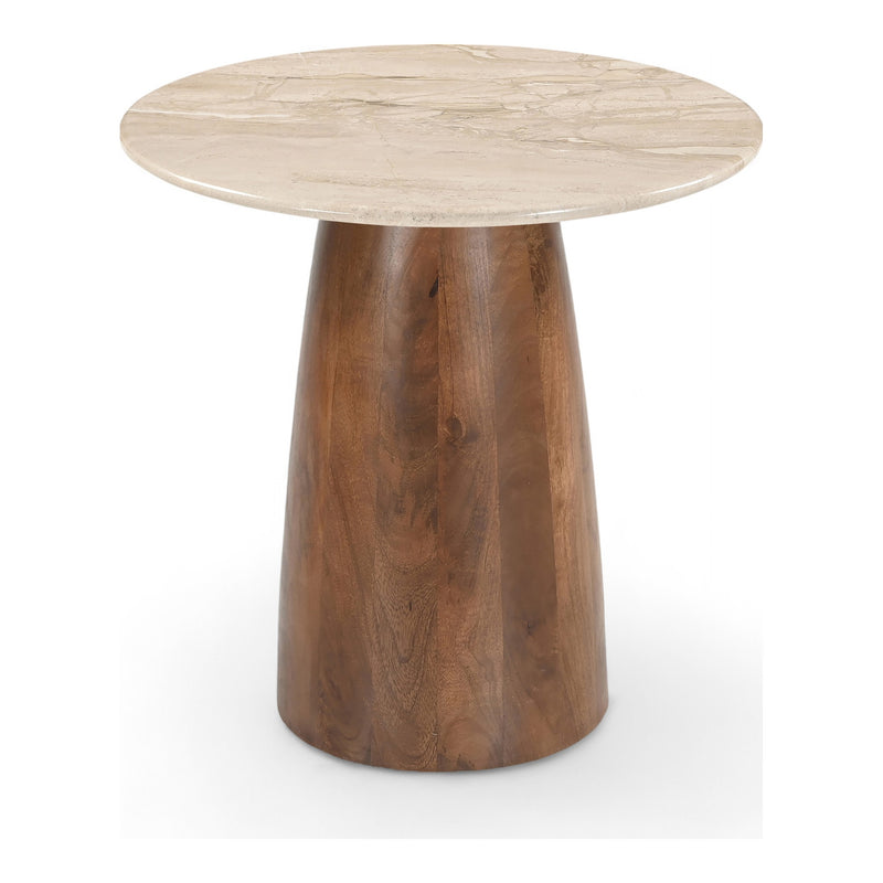 Liona Marble And Mango Wood End Table in Beige