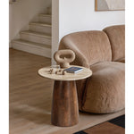 Liona Marble And Mango Wood End Table in Beige