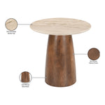Liona Marble And Mango Wood End Table in Beige