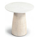 Liona Marble And Mango Wood End Table in White