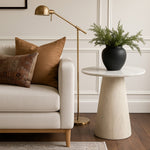 Liona Marble And Mango Wood End Table in White