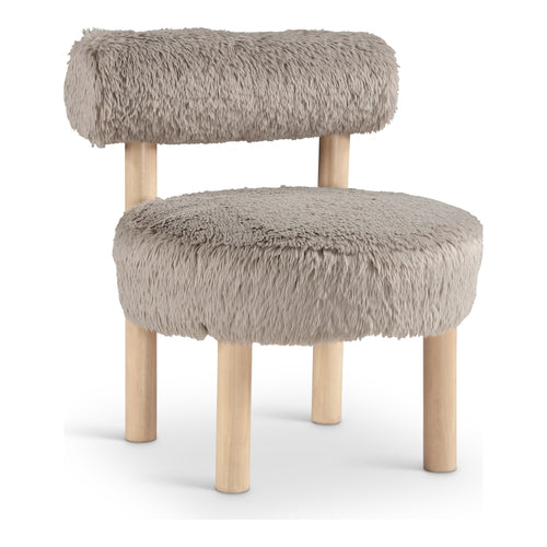 Ambre Vegan Shearling Fabric Upholstered Accent Chair in Beige