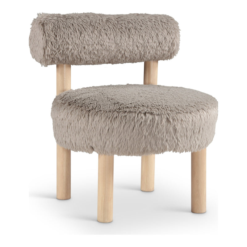 Ambre Vegan Shearling Fabric Upholstered Accent Chair in Beige