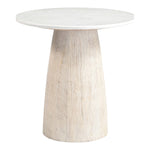 Liona Marble And Mango Wood End Table in White