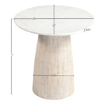 Liona Marble And Mango Wood End Table in White