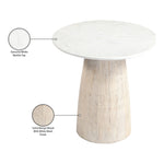 Liona Marble And Mango Wood End Table in White