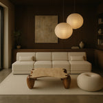 Liona Marble And Acacia Wood Coffee Table in Beige