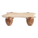 Liona Marble And Acacia Wood Coffee Table in Beige