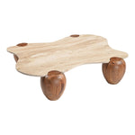 Liona Marble And Acacia Wood Coffee Table in Beige