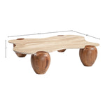 Liona Marble And Acacia Wood Coffee Table in Beige