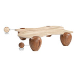 Liona Marble And Acacia Wood Coffee Table in Beige