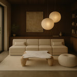 Liona Marble And Acacia Wood Coffee Table in White