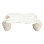 Liona Marble And Acacia Wood Coffee Table in White