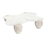 Liona Marble And Acacia Wood Coffee Table in White
