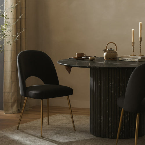 Logan Velvet Upholstered Dining Chair in Black