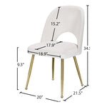 Logan Velvet Upholstered Dining Chair in Cream