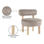 Ambre Vegan Shearling Fabric Upholstered Accent Chair in Beige