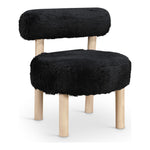 Ambre Vegan Shearling Fabric Upholstered Accent Chair in Black