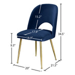 Logan Velvet Upholstered Dining Chair in Navy