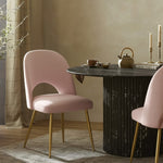 Logan Velvet Upholstered Dining Chair in Pink