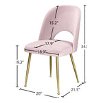 Logan Velvet Upholstered Dining Chair in Pink