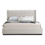 Logan Linen Textured Fabric Upholstered King Bed in Beige