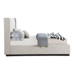Logan Linen Textured Fabric Upholstered King Bed in Beige