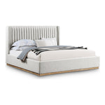 Logan Linen Textured Fabric Upholstered King Bed in Cream