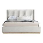Logan Linen Textured Fabric Upholstered King Bed in Cream