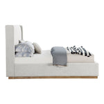 Logan Linen Textured Fabric Upholstered King Bed in Cream