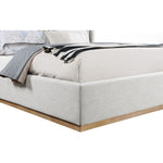 Logan Linen Textured Fabric Upholstered King Bed in Cream