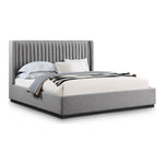 Logan Linen Textured Fabric Upholstered King Bed in Grey