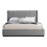 Logan Linen Textured Fabric Upholstered King Bed in Grey