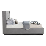 Logan Linen Textured Fabric Upholstered King Bed in Grey