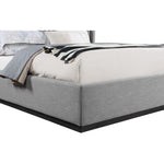 Logan Linen Textured Fabric Upholstered King Bed in Grey