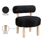 Ambre Vegan Shearling Fabric Upholstered Accent Chair in Black