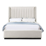 Logan Linen Textured Fabric Upholstered Queen Bed in Beige