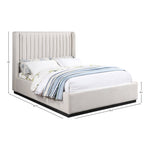 Logan Linen Textured Fabric Upholstered Queen Bed in Beige