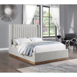 Logan Linen Textured Fabric Upholstered Queen Bed in Cream