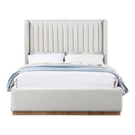 Logan Linen Textured Fabric Upholstered Queen Bed in Cream