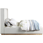 Logan Linen Textured Fabric Upholstered Queen Bed in Cream